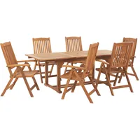 Beliani Gartenmöbel Set Akazienholz hellbraun 6-Sitzer JAVA