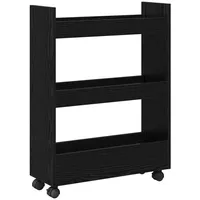 VidaXL schmaler Aufbewahrungstrolley 3 Tier Schwarze Eiche Ingenieuholz