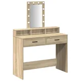 vidaXL Schminktisch mit LED-Lichtern Sonoma Eiche 100x41x140 cm