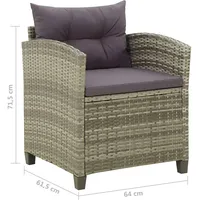 vidaXL Gartenstuhl Korbsessel 64 x 61 x 71 cm grau