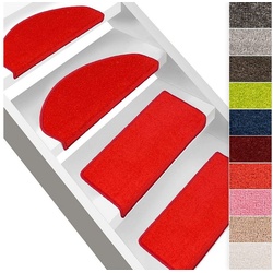 Stufenmatte Fallon, Treppenschutz in 9 Farben, 2 Varianten, Stufenschoner, Karat, Rechteckig, Höhe: 8.5 mm, Velours-Oberfläche rot Rechteckig – 23 cm x 65 cm x 8.5 mm