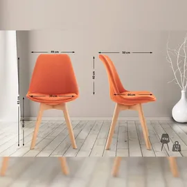 CLP 4er Set Esszimmerstuhl Linares Kunststoff I Stoff I Samt I Cord I Lederoptik I Lehnstuhl Mit Holzgestell