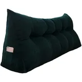 DLLDLGG Keilkissen für Kopfteil In Kingsize-Größe, Keilkissen für Bettkopfteil, Keilkissen als Lückenfüller für Bett, Keilkissen für Doppelbett mit Abnehmbarem Bezug(Dark Green,2 Buckles)