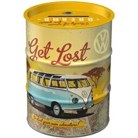 Nostalgic-Art Spardose, 600 ml, VW Bulli – Let's Get Lost – Volkswagen Bus Geschenk-Idee, Original Lizenzprodukt (OLP), Sparschwein aus Metall, Vintage Blech-Sparbüchse
