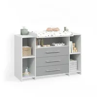 livinity® Wickelkommode Torino, Weiß/Grau, XL mit Schubladen