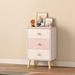 Kinderkommode Sandnes mit 3 Schubladen 62x38x30 cm Weiß/Rosa