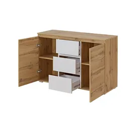 Möbel Kraft Kommode 120 x 80 x 40 cm Holzfarben / Weiß
