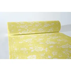 MANK Tischläufer Airlaid Lace in Gelb, 40 cm x 24 m , 1 Stück - Rosen Blüten Blumen Floral