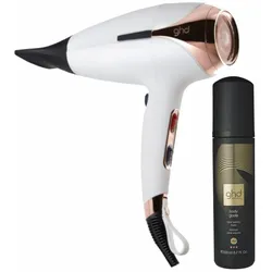 ghd helios Haartrockner weiß & body goals Volumschaum Pflegebundle
