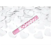 Partydeco Konfetti- Kanone "Weiße Herzen" Party- Kanone 40 cm Standesamt Hochzeit