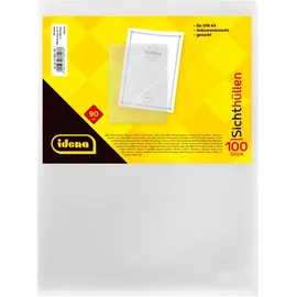 IDENA 376003 - Sichthüllen, aus PP-Folie, genarbt, Öffnung oben und rechts, dokumentenecht, Folienstärke 0,09 mm DIN4, 100 Stück, genarbt