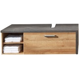 trendteam Waschbeckenunterschrank Bay Holzoptik Braun Eiche Riviera Honig 123 cm