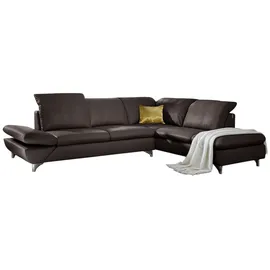 W.Schillig Eckcouch Leder 3-Sitzer Braun