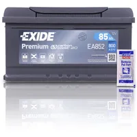 EXIDE EA852 Premium Carbon Boost Autobatterie 12V 85Ah 800A PKW KFZ Starterbatterie Batterie Ersetzt 77Ah 79Ah 80Ah 82Ah 84Ah + 1x Batteriepolfett