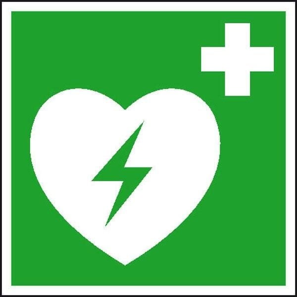 SafetyMarking® Rettungszeichen-Aufkleber Automatisierter Externer Defibrillator (AED) 15 cm x 15 cm