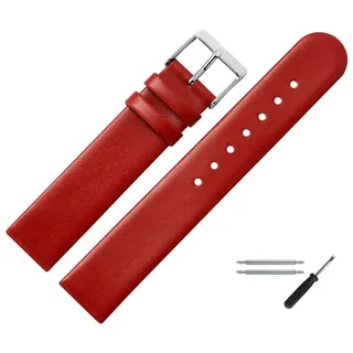 MARBURGER Uhrenarmband 20mm Leder rot|silberfarben