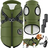 LOVPET LOVPET® Hundejacke Hundemantel mit Geschirr, inkl. 45 Stück Kotbeutel + Spender, Hunde Winterweste gefüttert wasserdicht, Gepolsterte Weste Mit Brustgurt, Reflektoren, D-Ring