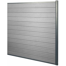 MCW WPC-Sichtschutz Savoie Windschutz Zaun Alu Premium - Erweiterungselement 1,85m Grau