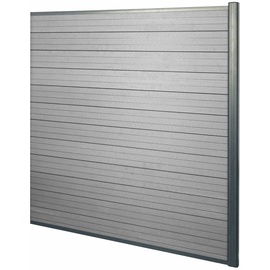 MCW WPC-Sichtschutz Savoie Windschutz Zaun Alu Premium - Erweiterungselement 1,85m Grau