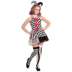 Harlekin Jolly Lolly Mädchen Kostüm - Kinder-5-7-Jahre