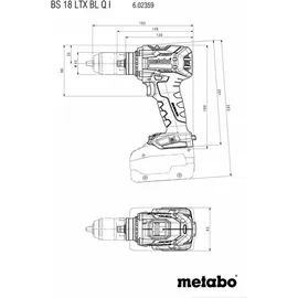 Metabo BS 18 LTX BL QI inkl. Drehmomentvorsatz + Bleistifte + Meterstab