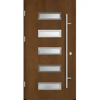 Aluminium Haustür "AGADA" 68 mm Golden Oak holzähnlich beidseitig außen öffnend DIN links