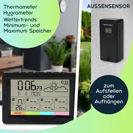 casativo Profi Funk-Wetterstation Schwarz 3 Aussensensoren