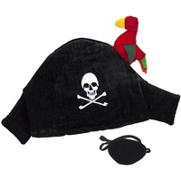 BestSaller 1322 Piratenhut mit Papagei & Augenklappe, schwarz