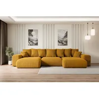 altdecor Eckcouch U-Form mit Schlaffunktion 3-Sitzer Gelb