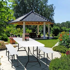 Relaxdays Gartentisch klappbar 220 x 75 x 68 cm Weiß