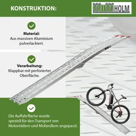Trutzholm Auffahrrampe 228 cm 680 kg klappbar Aluminium gelocht silber 2 St.