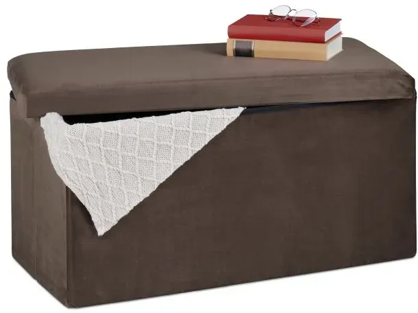 Relaxdays Faltbare Samt Sitzbank Braun