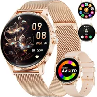 Smartwatch Damen Mit Telefonfunktion, 1.32"AMOLED Rund Fitness Tracker Mit Herzf