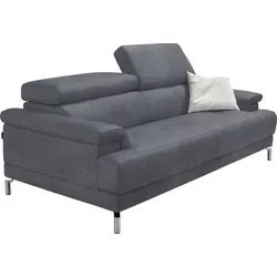 2,5-Sitzer EGOITALIANO "Soul, Design und Sitzkomfort auf hohem Niveau, tolle Details", grau (charcoal), B:200cm H:76cm T:106cm, Sofas, inkl. Kopfteilverstellung für noch mehr Komfort, Designfuß