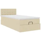 vidaXL Ottoman-Bett mit Matratze Creme 100x200 cm Stoff