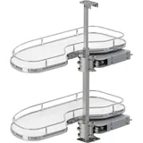 Karussell Eckschrank Cornerstone Maxx Set Planero - Schrankauszug Küche - Moderner Organizer Für Den Eckschrank, Kb 800mm Fb 400mm Links, Stahl/holz Weiß/chrom - Vauth-sagel