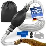 SAMGUR XL Handpumpe Umfüllpumpe 2 Meter Schlauch – Tragbare Ölabsaugpumpe & Kraftstoffpumpe mit Flüssigkeitsregler & Stöpsel – Schlauchpumpe für Wasser Benzin Diesel Öl – Inkl. Aufbewahrungstasche