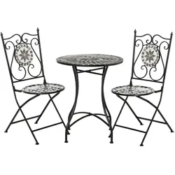 Outsunny Garten Sitzgruppe Metall, Keramikfliese