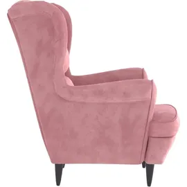 vidaXL Ohrensessel mit Hocker Samt 81 x 96 x 90 cm Rosa