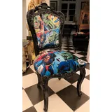 Casa Padrino Luxus Barock Esszimmer Stuhl mit Comic Design Mehrfarbig / Schwarz - Handgefertigter Küchen Stuhl im Barockstil - Barock Essimmer Möbel