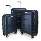 HAUPTSTADTKOFFER - Britz - 3er Koffer-Set Trolley-Set Rollkoffer Reisekoffer Erweiterbar, TSA, 4 Rollen, (S, M & L), Dunkelblau