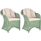 Set/2 Rattan Wintergartensessel Orlando Lese Rattansessel Lounge Sessel (Grün)