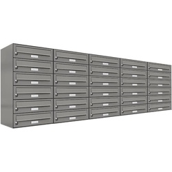 AL Briefkastensysteme Wandbriefkasten 30er Premium Briefkasten Aluminiumgrau RAL 9007 für Außen Wand 5×6 grau