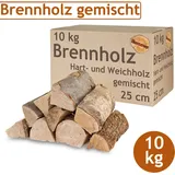 Flameup - Brennholz Gemischt Kaminholz 10 kg Buche Eiche Birke Kiefer Fichte Holz Für Ofen und Kamin Kaminofen Feuerschale Grill Feuerholz 25 cm Wood