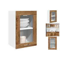 VidaXL Hängeschrank Glas Altholz-Optik 40x31x60 cm Holzwerkstoff