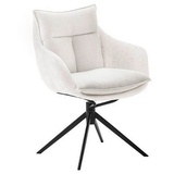 MCA Furniture MCA PARKER 4 Fuß Stuhl mit Armlehnen Stahl/Stoffbezug 360° drehbar - Creme / Schwarz