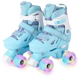 OLYSPM Rollschuhe Kinder,Kinder Rollschuhe,Rollschuhe für Kinder,Rollschuhe Mädchen,4 Größen Verstellbare Rollschuhe mit 8 PU-Flash-Rädern und ABEC-7-Lager für Jungen,Mädchen,Anfänger