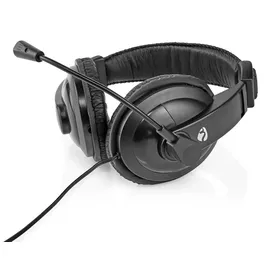 Nedis PC-Headset - Klappbares Mikrofon für Online-Meetings, Skype - Gaming - 40 mm-Lautsprechertreiber, 1.8m Kabel / Schwarz, Stereo, 3.5mm