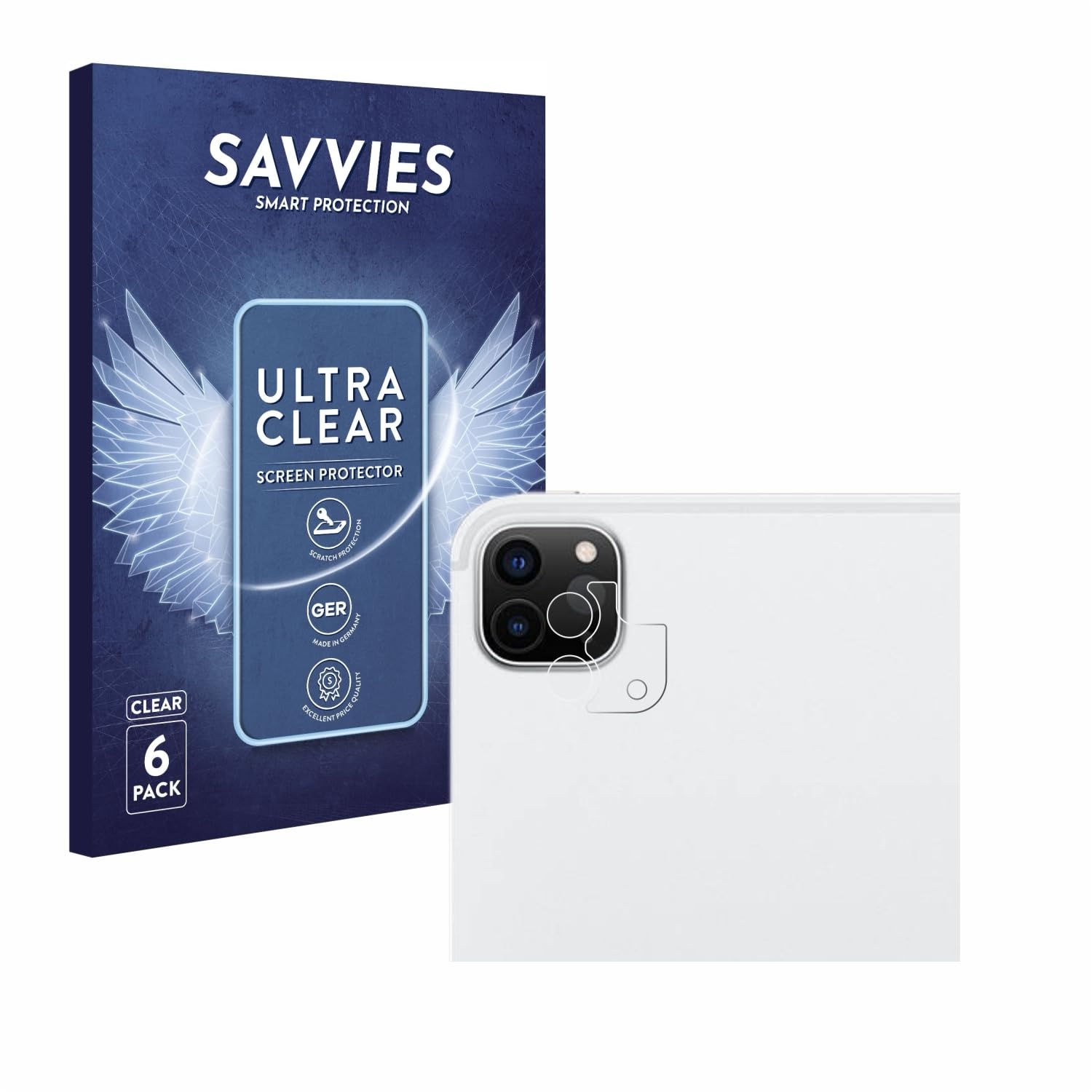 Savvies 6 Stück Schutzfolie für Apple iPad Pro 12.9" WiFi 2021 (NUR Kameraschutz, 5. Gen.) Displayschutz-Folie Ultra-Transparent