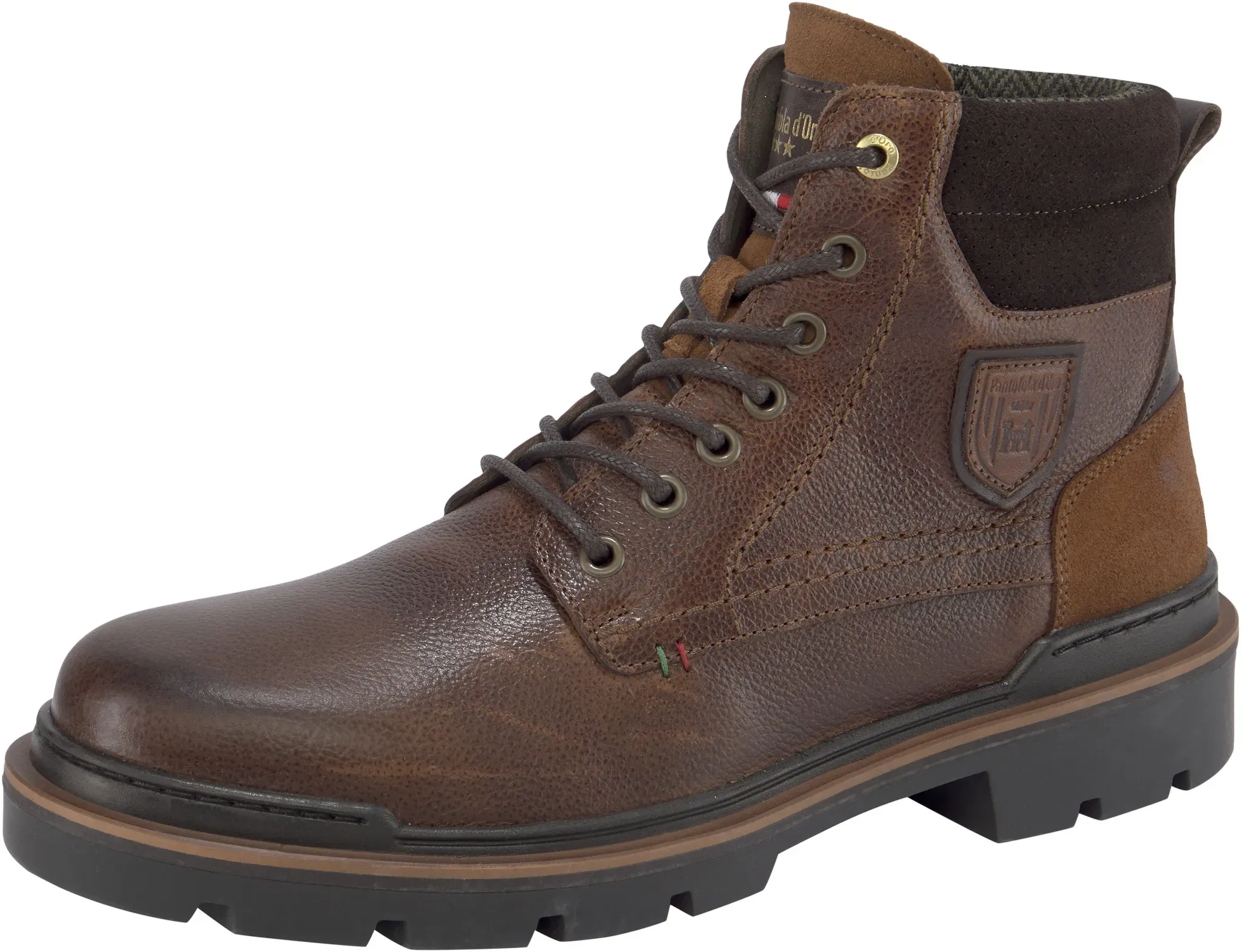 Schnürboots PANTOFOLA D ́ORO "PONTIDA UOMO HIGH" Gr. 44, braun (cognac) Schuhe Schnürstiefelette, Boot, Winterstiefel im Casual Business Look